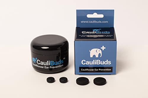 CauliBuds™ Cauliflower Ear Magnets - Premium Silicone Magnet Compression Kit for Cauliflower Ear Prevention & Treatment in BJJ, Wrestling, MMA, & Rugby - Minimize Ear Draining (Black)