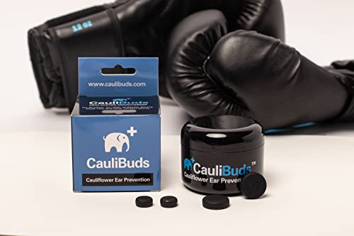 CauliBuds™ Cauliflower Ear Magnets - Premium Silicone Magnet Compression Kit for Cauliflower Ear Prevention & Treatment in BJJ, Wrestling, MMA, & Rugby - Minimize Ear Draining (Black)