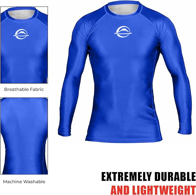 FUJI Baseline Ranked Long Sleeve Jiu Jitsu Rashguard, BJJ Rashguard for Men and Women