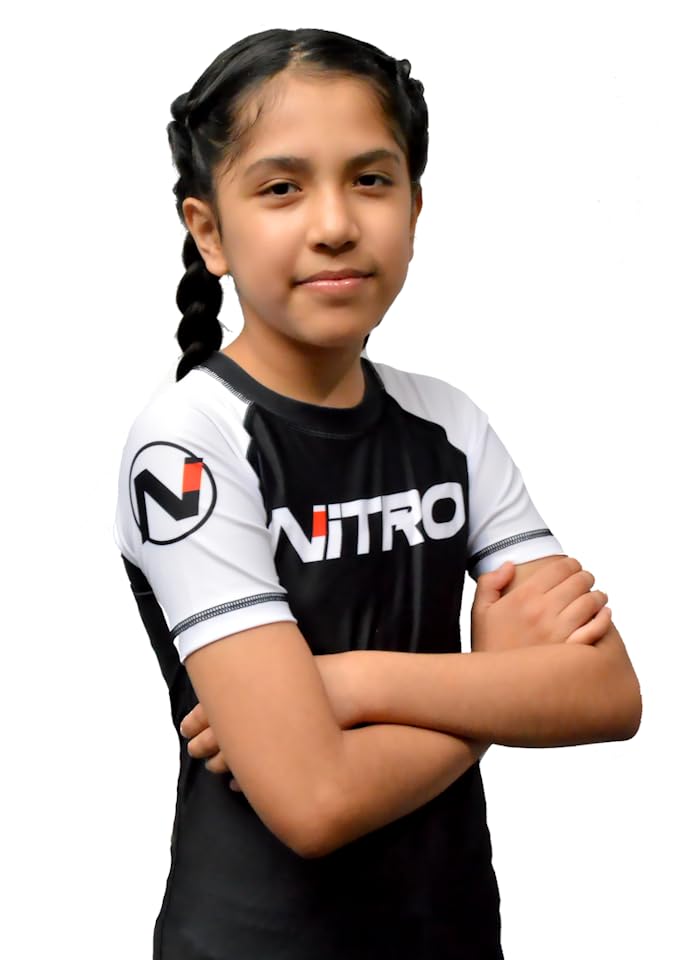 Kids BJJ Rash Guard - Brazilian Jiu Jitsu MMA Compression Shirt - Short Sleeve Rashguard