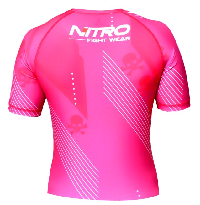 Women's BJJ Rash Guard - Pink - Short Sleeve Brazilian Jiu Jitsu Grappling Rashguard Womens