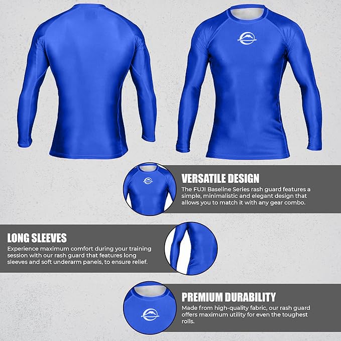 FUJI Baseline Ranked Long Sleeve Jiu Jitsu Rashguard, BJJ Rashguard for Men and Women