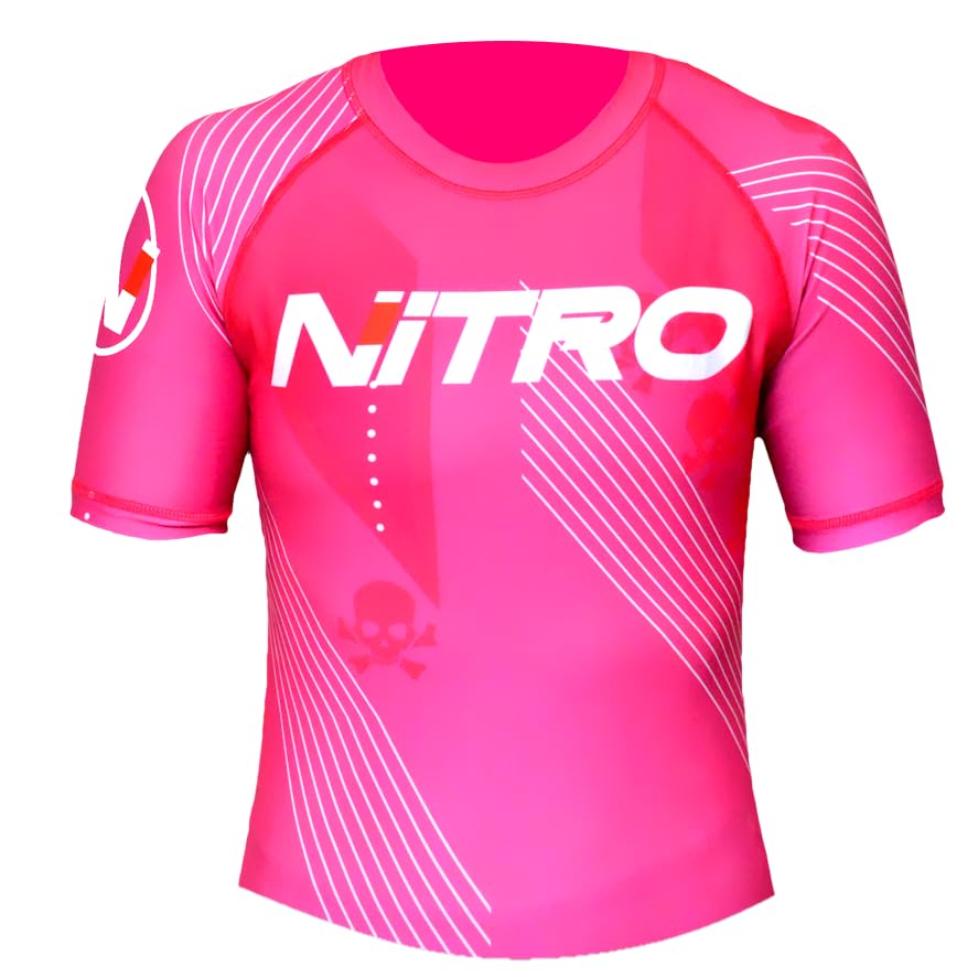 Women's BJJ Rash Guard - Pink - Short Sleeve Brazilian Jiu Jitsu Grappling Rashguard Womens