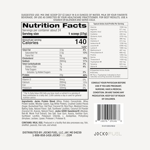 Jocko Fuel Mölk Whey Protein Powder 22g Protein - Low Sugar Monk Fruit Blend - Muscle Recovery & Growth, Packaging May Vary (26 Servings, Chocolate Milkshake)