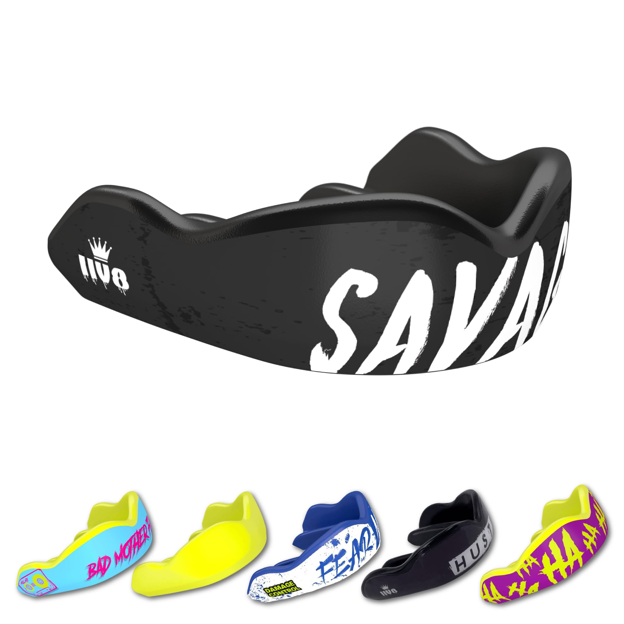 DAMAGE CONTROL High-Impact Mouth Guard – Sports Mouthguard for Boxing, Football, Hockey, Lacrosse & Basketball, Protects Teeth & Jaw, Protective Mouthpiece for Adults & Youth (Adult, HA HA HA 2.0)