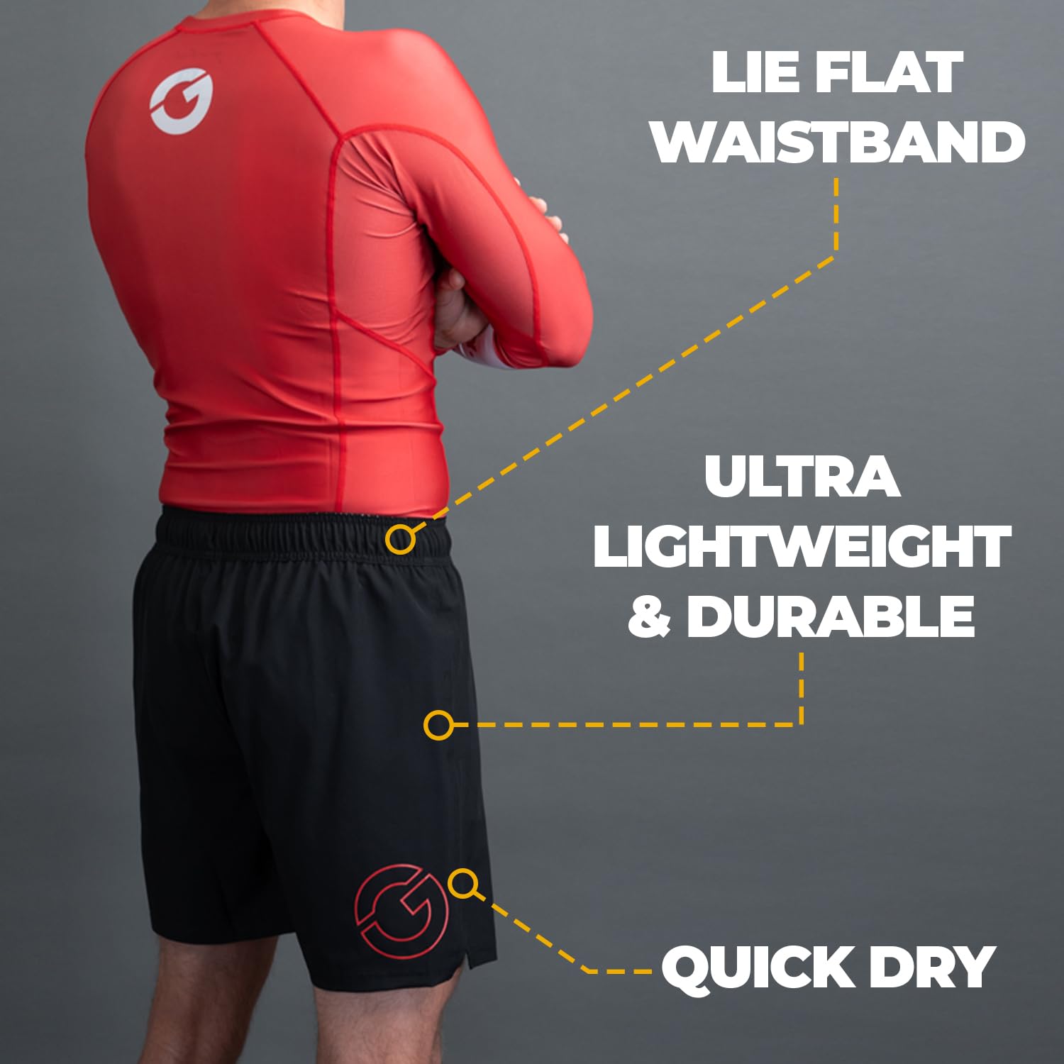 Gold BJJ Airflex Jiu Jitsu Shorts - Fight Short for No Gi, Wrestling, MMA & Boxing