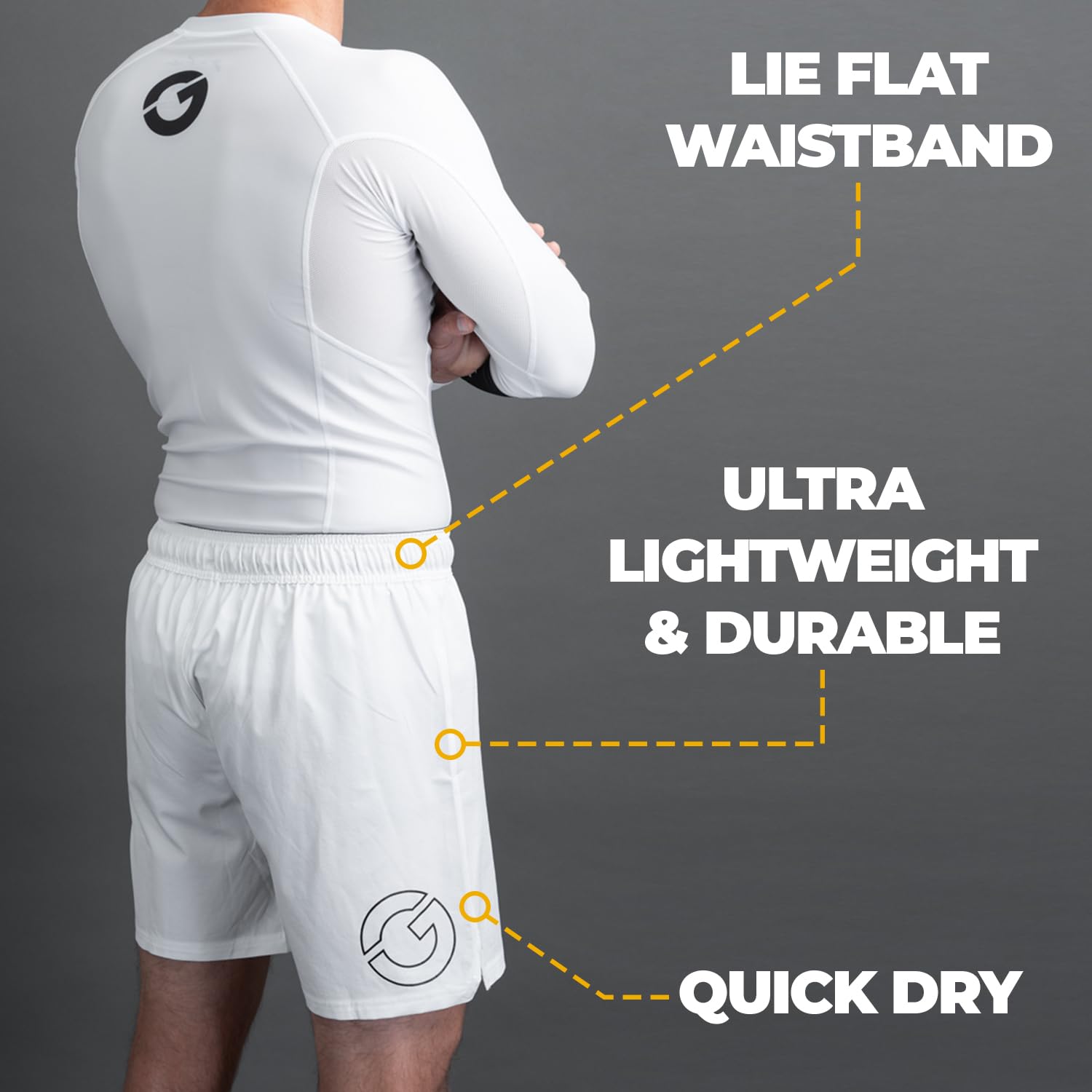 Gold BJJ Airflex Jiu Jitsu Shorts - Fight Short for No Gi, Wrestling, MMA & Boxing