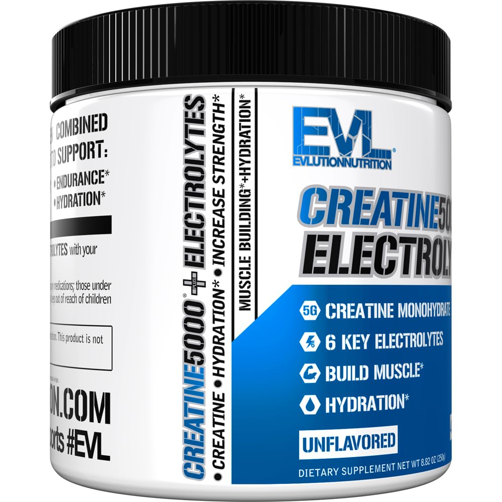 Evlution Nutrition Creatine 5000 - Supports Faster Recovery, Lean Muscle Growth & Performance - Pre & Post Workout Powder - 5000mg Pure Creatine Monohydrate Per Serving - 60 Servings - Unflavored