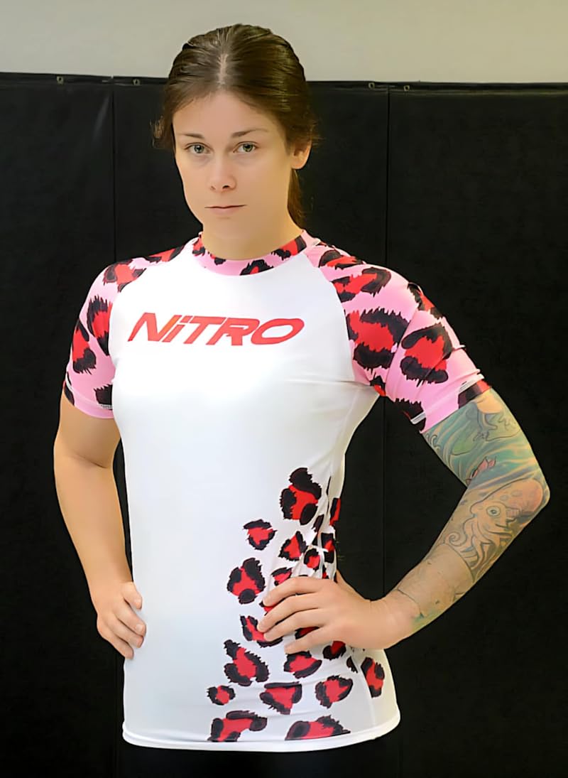 Women's BJJ Rash Guard - Pink - Short Sleeve Brazilian Jiu Jitsu Grappling Rashguard Womens