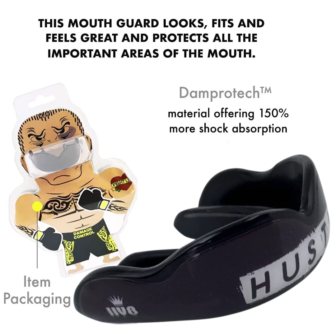 DAMAGE CONTROL High-Impact Mouth Guard – Sports Mouthguard for Boxing, Football, Hockey, Lacrosse & Basketball, Protects Teeth & Jaw, Protective Mouthpiece for Adults & Youth (Adult, HA HA HA 2.0)
