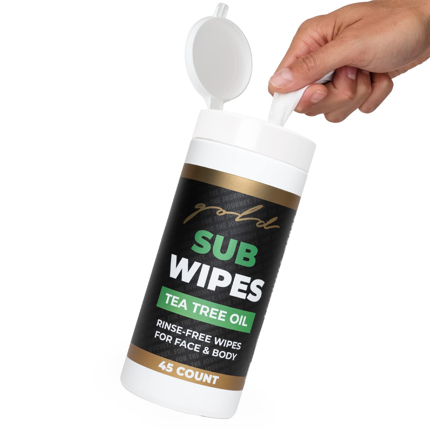 Gold BJJ Jiu Jitsu Wipes [XL 45 Count] Tea Tree Oil Face and Body Wipe - Cleansing Skin Defense for Martial Arts & Wrestling