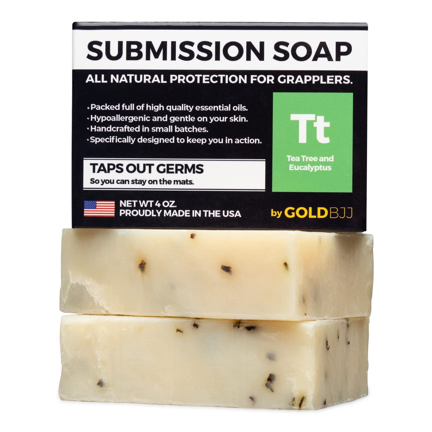 Premium Tea Tree Oil Soap - USA Made Bar Soap for BJJ, Jiu Jitsu, Wrestling, and Grappling (5-Pack of 4 Ounce Soap Bars, Classic Tea Tree)