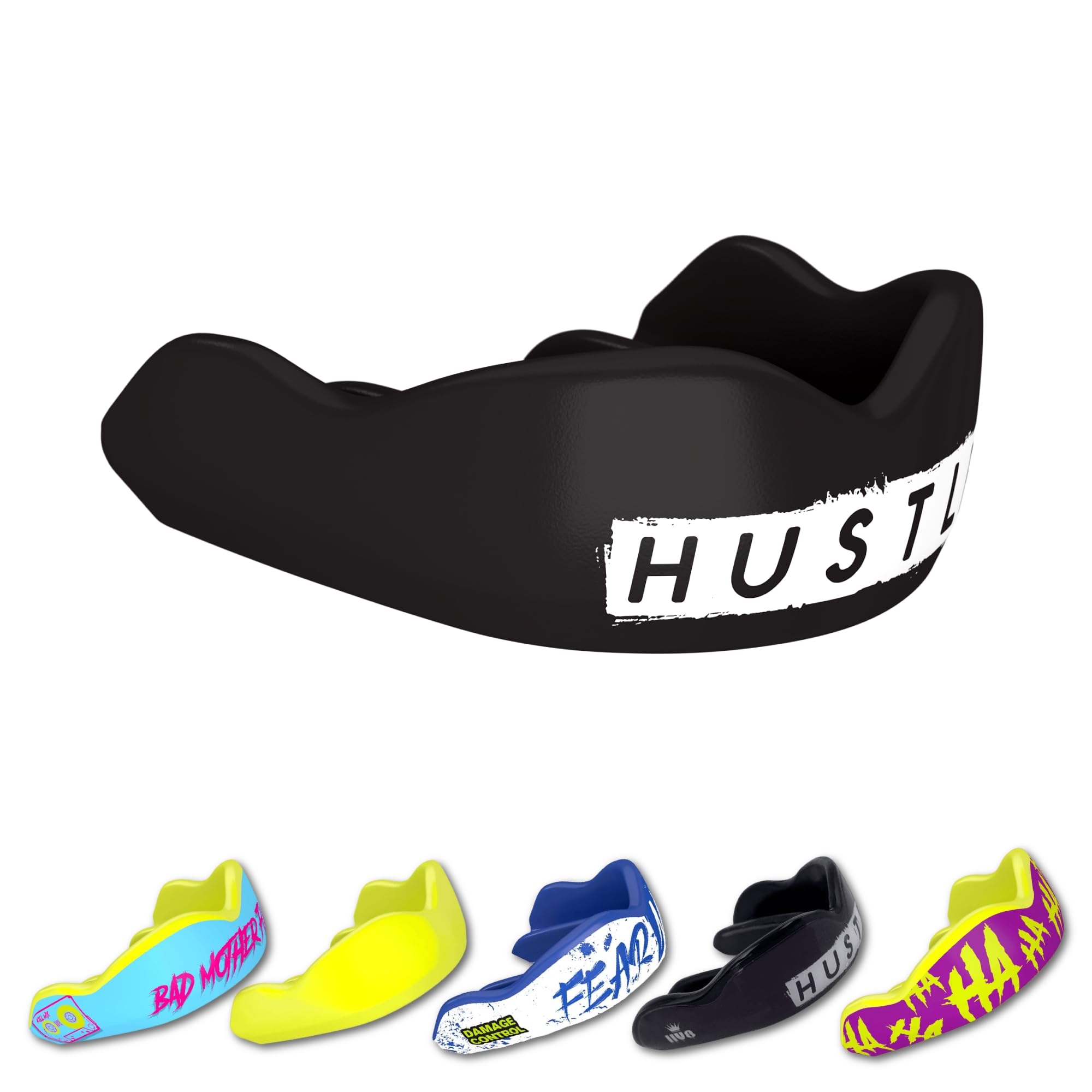 DAMAGE CONTROL High-Impact Mouth Guard – Sports Mouthguard for Boxing, Football, Hockey, Lacrosse & Basketball, Protects Teeth & Jaw, Protective Mouthpiece for Adults & Youth (Adult, HA HA HA 2.0)