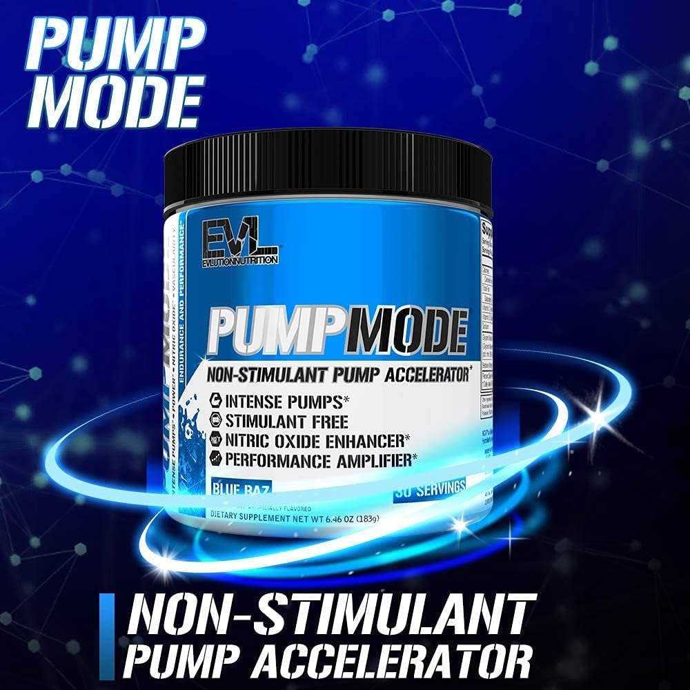EVL PumpMode Nitric Oxide Supplement - Nitric Oxide Booster Pump Pre Workout Powder with Glycerol and Betaine for Muscle Recovery Growth and Endurance - Stim Free Pre Workout Drink (Furious Grape)