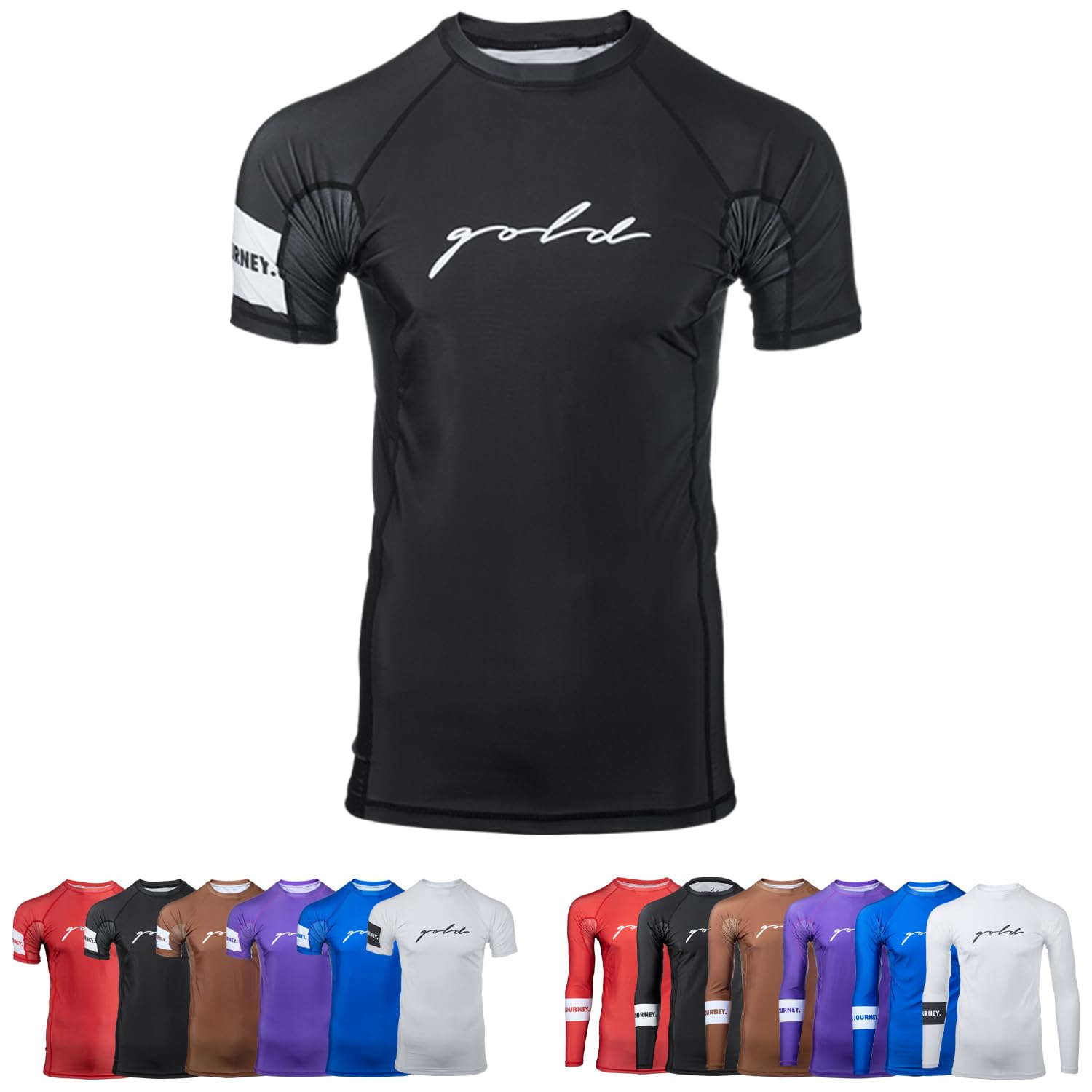 Gold BJJ Foundation Rash Guard - Ranked No-Gi and Gi Jiu Jitsu Rashguard