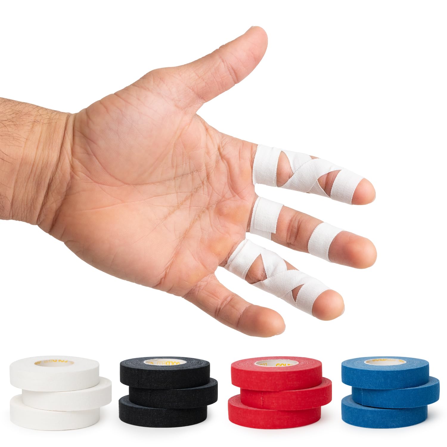 Gold BJJ Jiu Jitsu Tape - Strong Athletic Finger Tape, 1/2" x 30' - Protect Fingers and Toes in MMA, Judo, Wrestling, Martial Arts, Rock Climbing