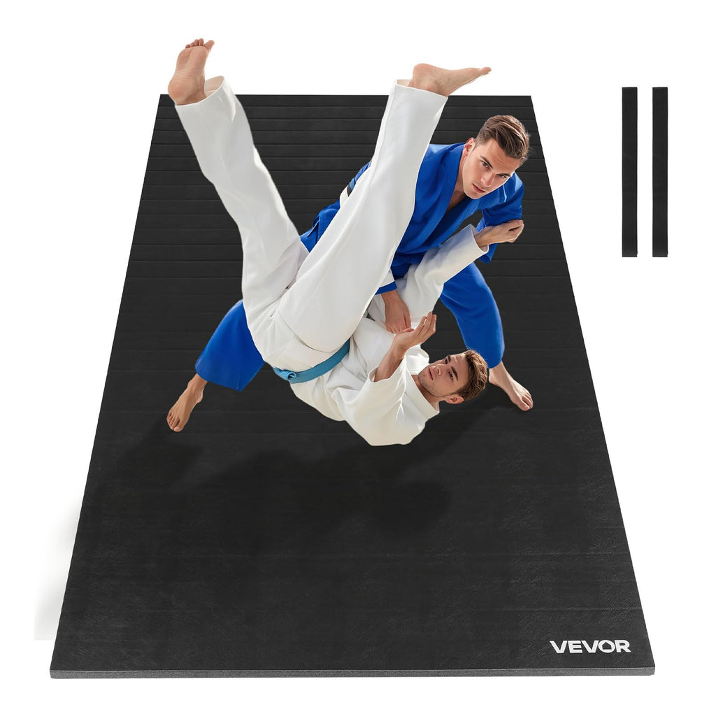 VEVOR Wrestling Mat, Martial Arts Thick Mat for Home Gym Exercise, PVC or Inflatable Training Mats with Circles,for Gymnastics, Tatami, Jiu Jitsu BJJ MMA Judo, Black
