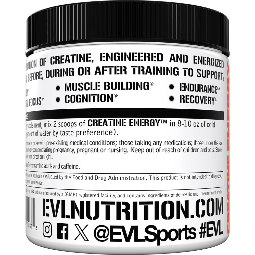 Evlution Nutrition Creatine 5000 - Supports Faster Recovery, Lean Muscle Growth & Performance - Pre & Post Workout Powder - 5000mg Pure Creatine Monohydrate Per Serving - 60 Servings - Unflavored