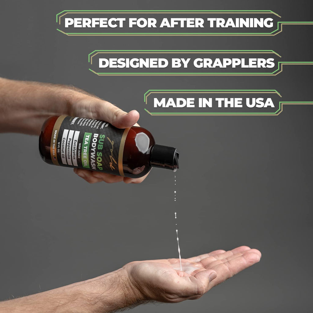 Gold BJJ Submission Soap Body Wash - Shower Gel Packed with Tea Tree Oil for Jiu Jitsu, Wrestling, MMA, and Boxing