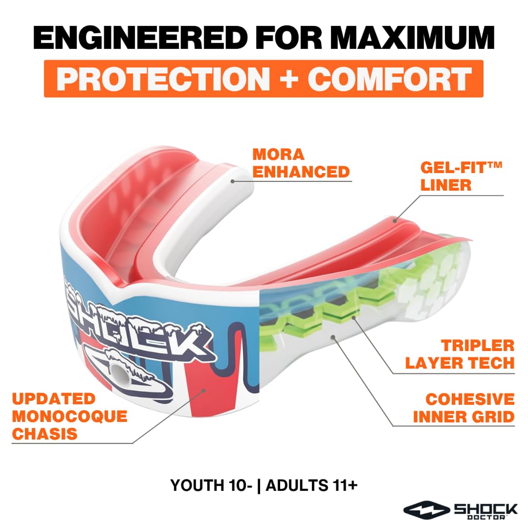 Shock Doctor, Gel Max Power Flavor Mouth Guard, Football, Lacrosse, Hockey, MMA, Boxing, Youth & Adult