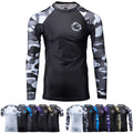 Gold BJJ Jiu Jitsu Rashguard - Camo Rash Guard Compression Shirt for No-Gi, Gi, & MMA