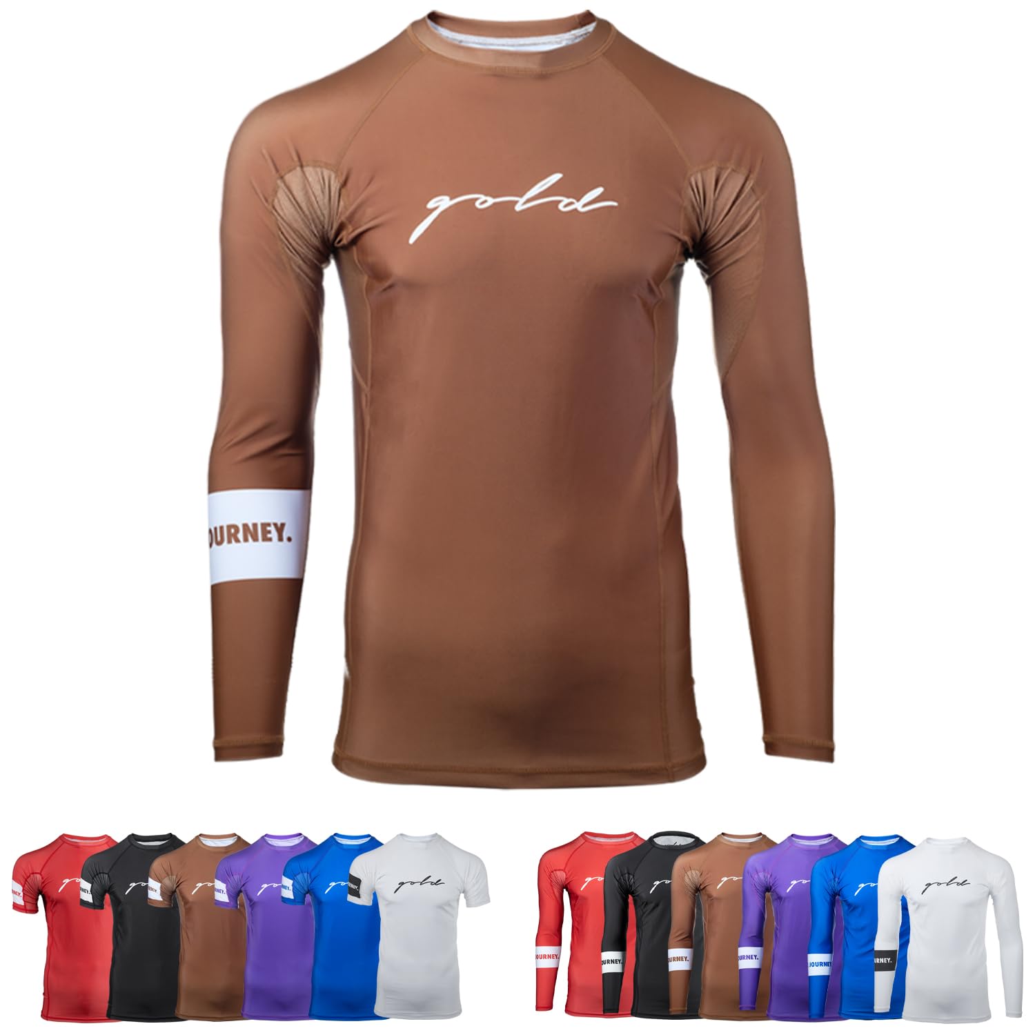 Gold BJJ Foundation Rash Guard - Ranked No-Gi and Gi Jiu Jitsu Rashguard