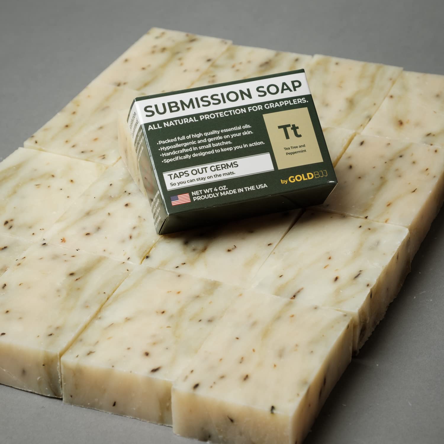 Premium Tea Tree Oil Soap - USA Made Bar Soap for BJJ, Jiu Jitsu, Wrestling, and Grappling (5-Pack of 4 Ounce Soap Bars, Classic Tea Tree)