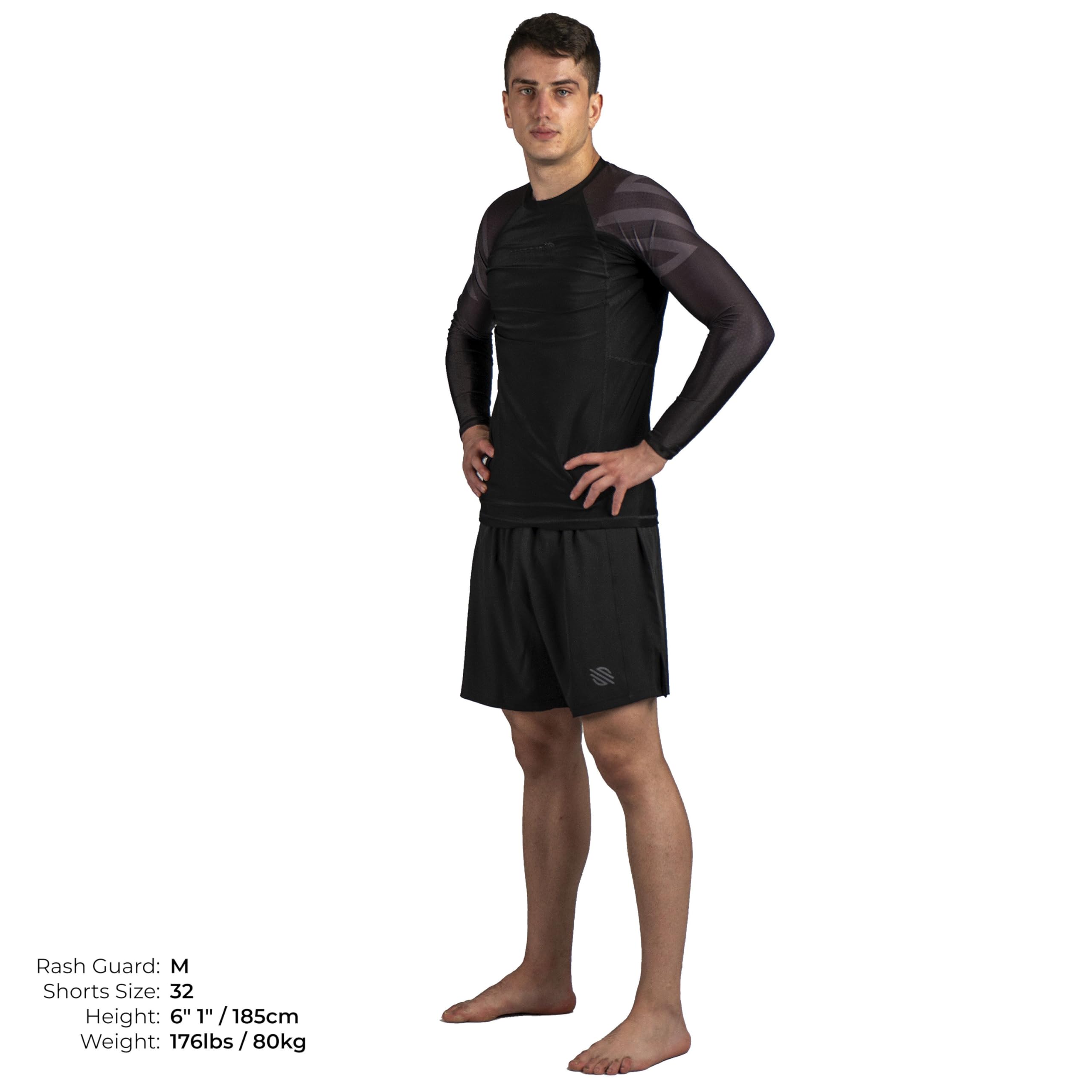 Sanabul Essential Long Sleeve Compression Training Rash Guard for MMA BJJ Wrestling Grappling and No Gi Jiu Jitsu rashguard