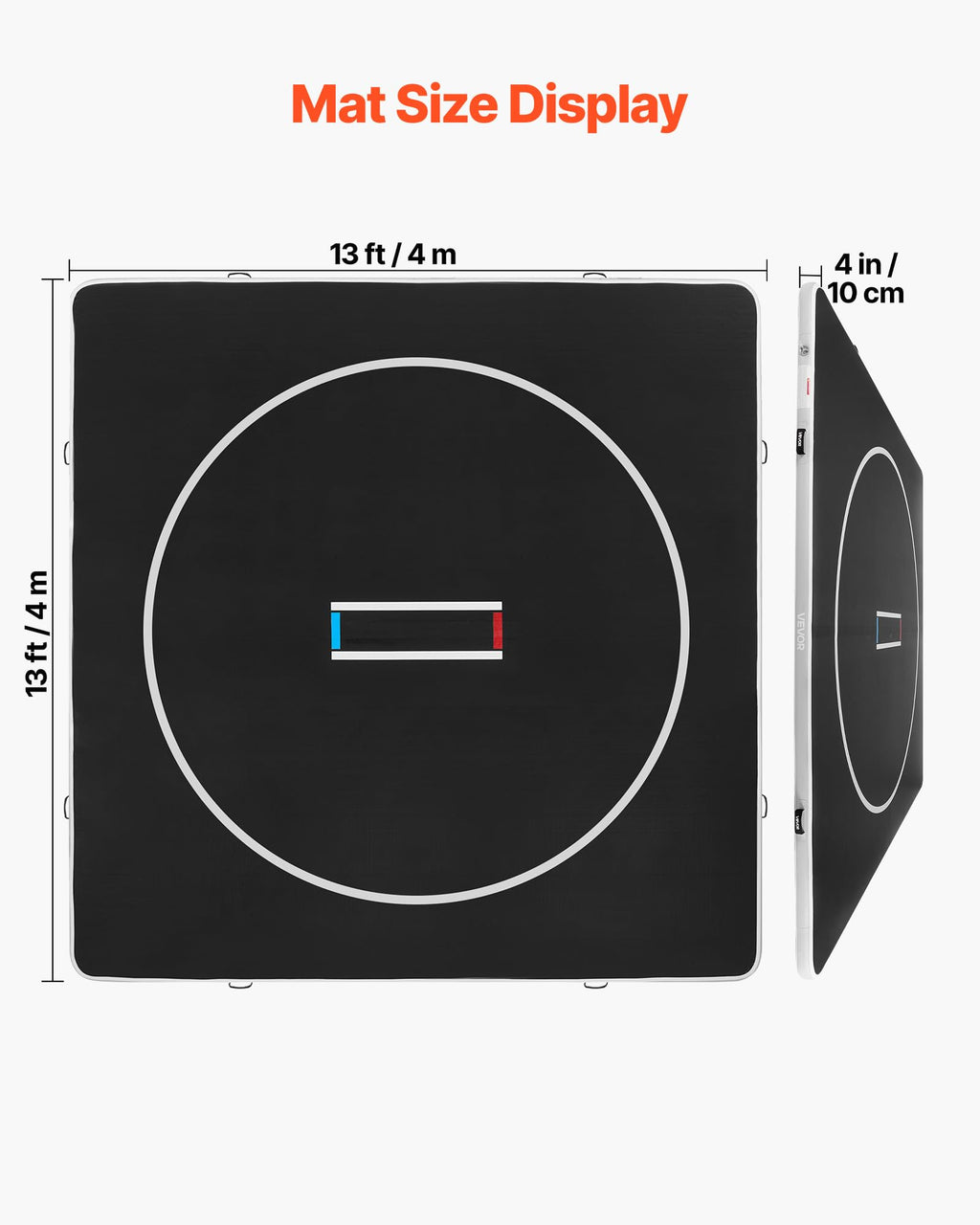 VEVOR Wrestling Mat, Martial Arts Thick Mat for Home Gym Exercise, PVC or Inflatable Training Mats with Circles,for Gymnastics, Tatami, Jiu Jitsu BJJ MMA Judo, Black