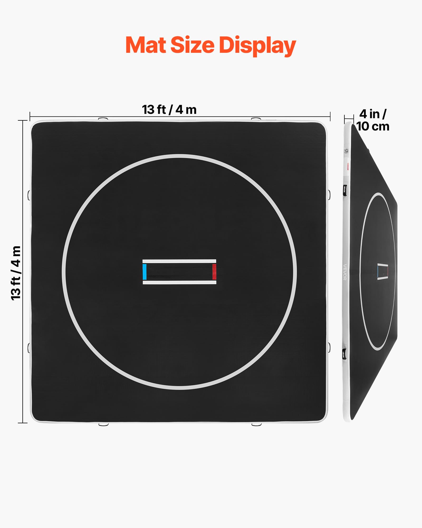 VEVOR Wrestling Mat, Martial Arts Thick Mat for Home Gym Exercise, PVC or Inflatable Training Mats with Circles,for Gymnastics, Tatami, Jiu Jitsu BJJ MMA Judo, Black