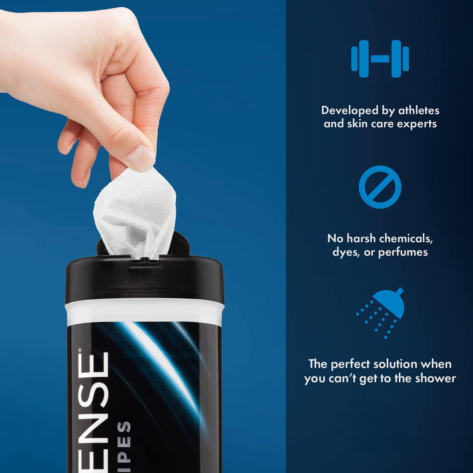 Defense Soap All Natural Body Wipes with Tea Tree Oil | Wrestling, Combat, Camping, Gym, Post Workout Shower Wipes for Men and Women. 40 Count