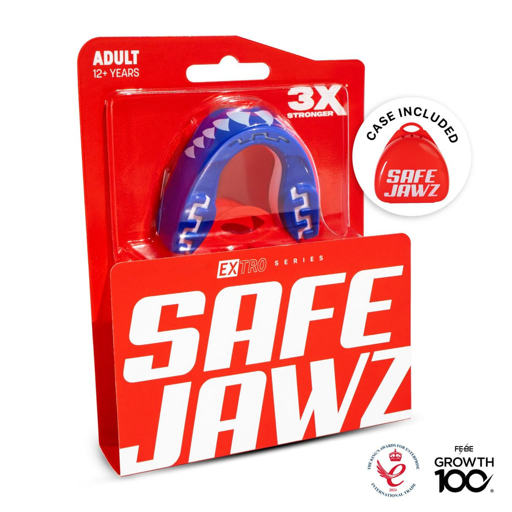 SafeJawz Sports Mouthguard, Dual Layer Premium Mouth Guard with Case for Basketball, Lacrosse, Football, Martial Arts, Hockey, Wrestling, Ice Hockey and All Contact Sports