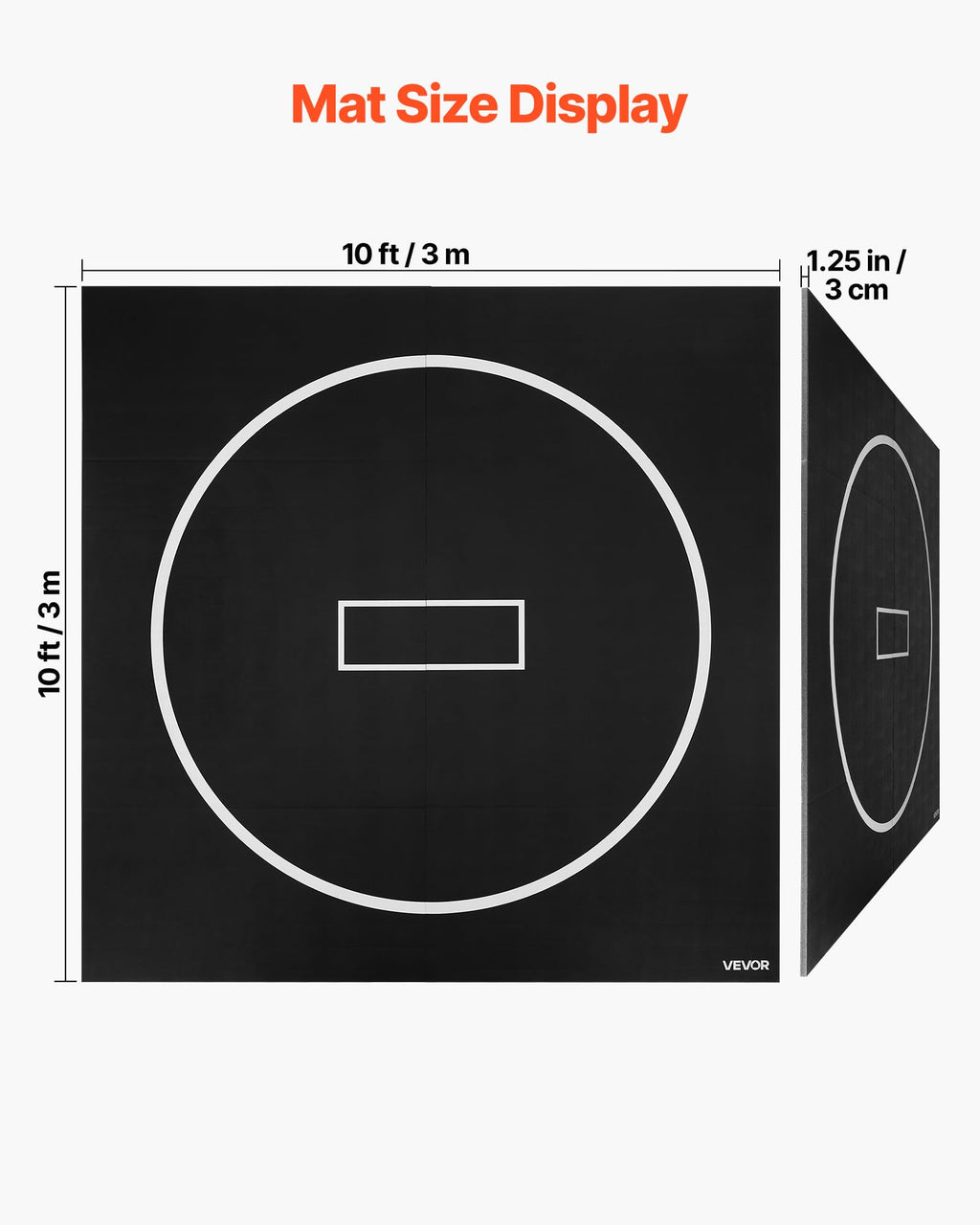VEVOR Wrestling Mat, Martial Arts Thick Mat for Home Gym Exercise, PVC or Inflatable Training Mats with Circles,for Gymnastics, Tatami, Jiu Jitsu BJJ MMA Judo, Black