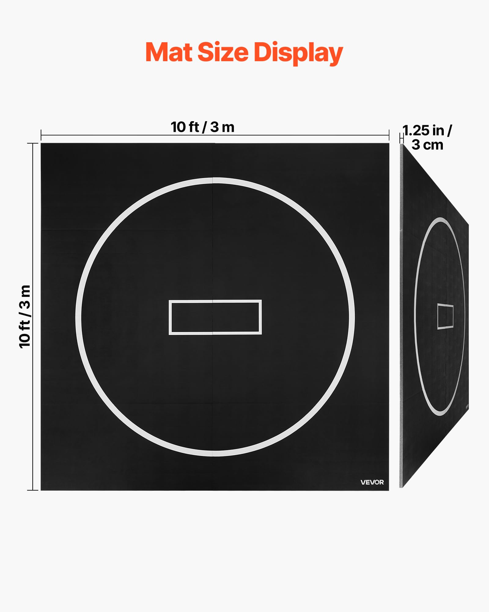 VEVOR Wrestling Mat, Martial Arts Thick Mat for Home Gym Exercise, PVC or Inflatable Training Mats with Circles,for Gymnastics, Tatami, Jiu Jitsu BJJ MMA Judo, Black
