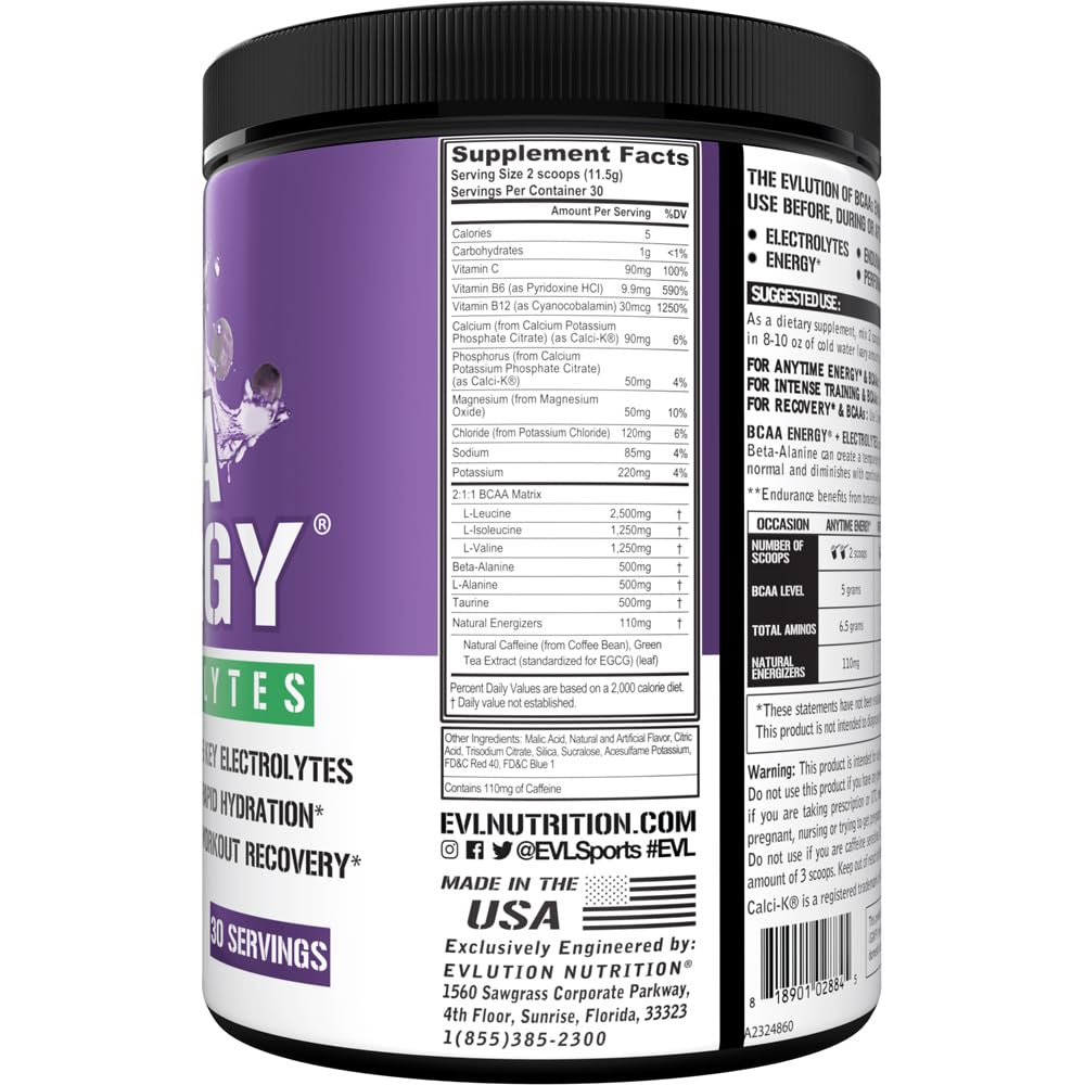 EVL BCAAs Amino Acids Powder - BCAA Energy Pre Workout Powder for Muscle Recovery Lean Growth and Endurance - Rehydrating Post Workout Recovery Drink with Natural Caffeine - Pink Lemonade
