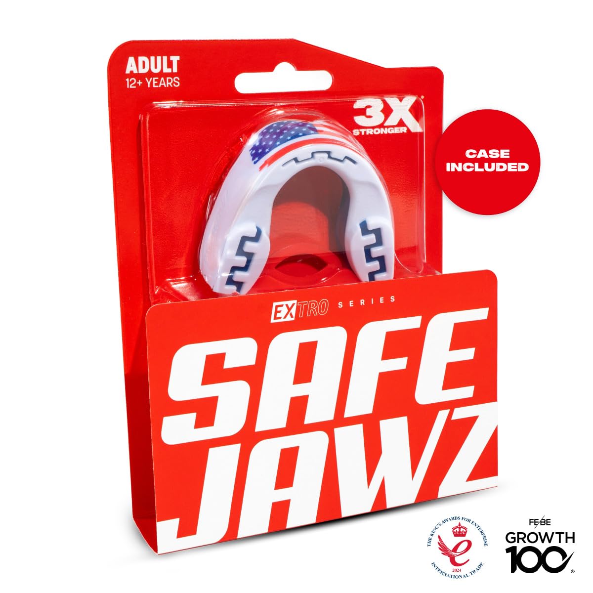 SafeJawz Sports Mouthguard, Dual Layer Premium Mouth Guard with Case for Basketball, Lacrosse, Football, Martial Arts, Hockey, Wrestling, Ice Hockey and All Contact Sports