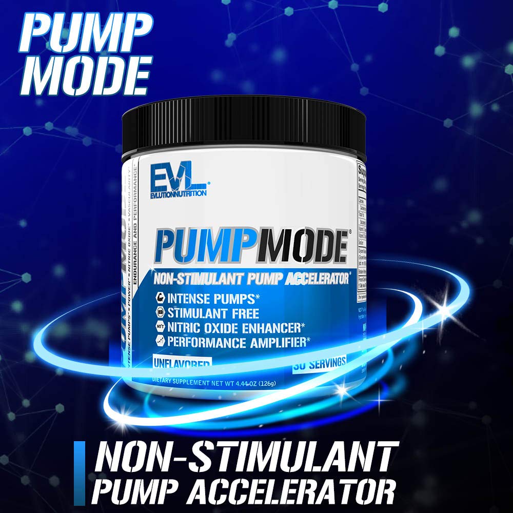 EVL PumpMode Nitric Oxide Supplement - Nitric Oxide Booster Pump Pre Workout Powder with Glycerol and Betaine for Muscle Recovery Growth and Endurance - Stim Free Pre Workout Drink (Furious Grape)