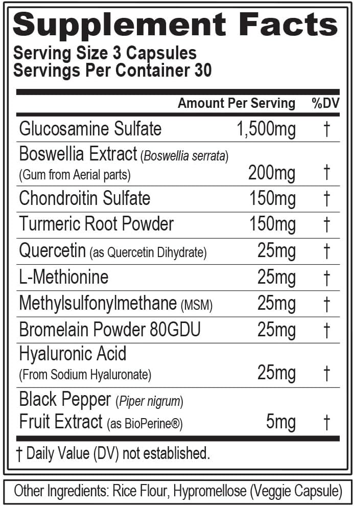 Evlution High Absorption Joint Support Supplement FLEXMODE Joint Supplement with Advanced Joint Vitamins Including Glucosamine Chondroitin MSM Boswellia and Hyaluronic Acid - 30 Servings