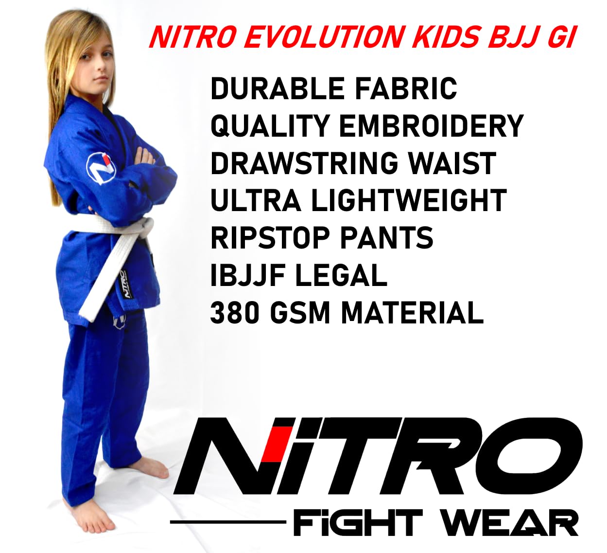 Kids Evolution Brazilian Jiu Jitsu Gi | Lightweight | IBJJF Approved Kids BJJ Gi (Belt not included)