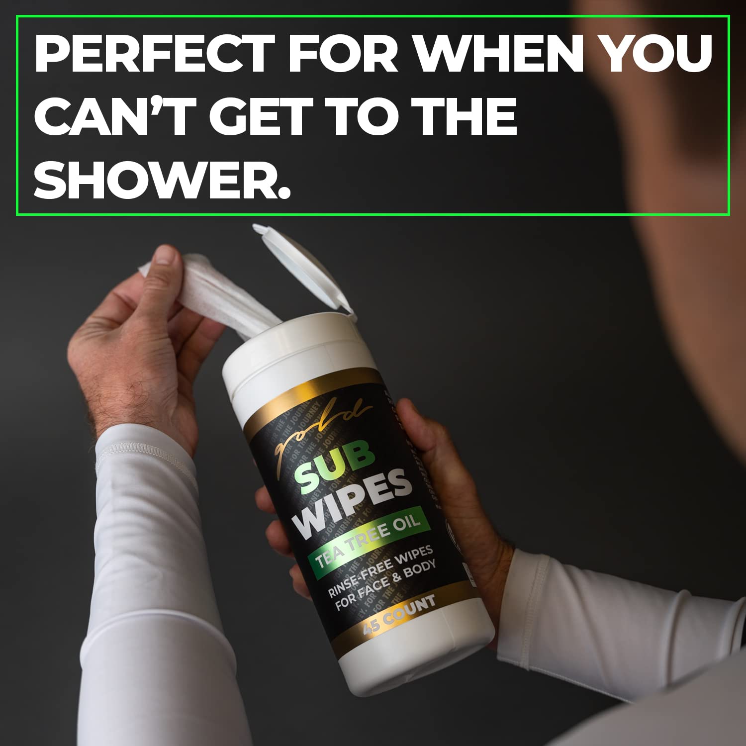 Gold BJJ Jiu Jitsu Wipes [XL 45 Count] Tea Tree Oil Face and Body Wipe - Cleansing Skin Defense for Martial Arts & Wrestling