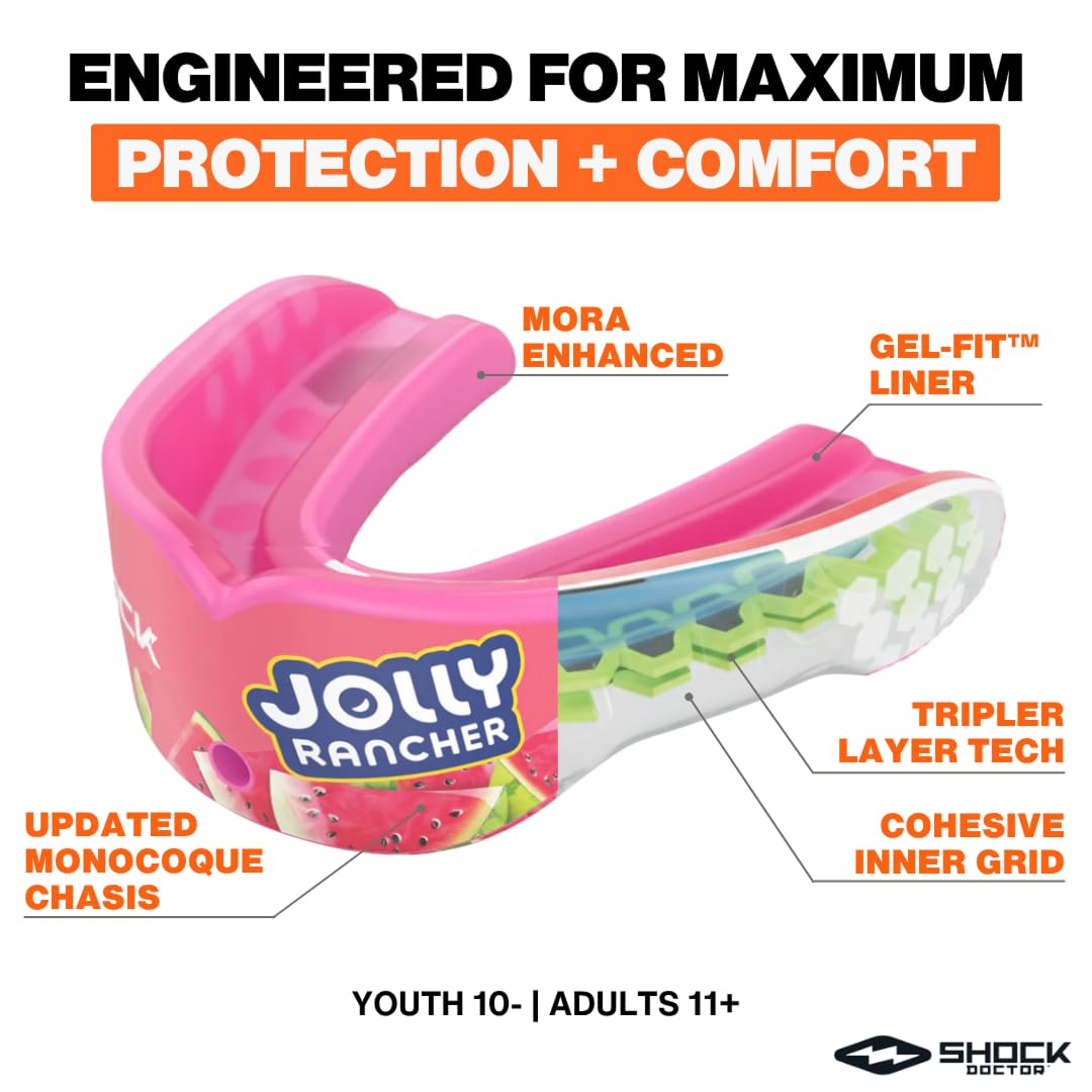 Shock Doctor, Gel Max Power Flavor Mouth Guard, Football, Lacrosse, Hockey, MMA, Boxing, Youth & Adult