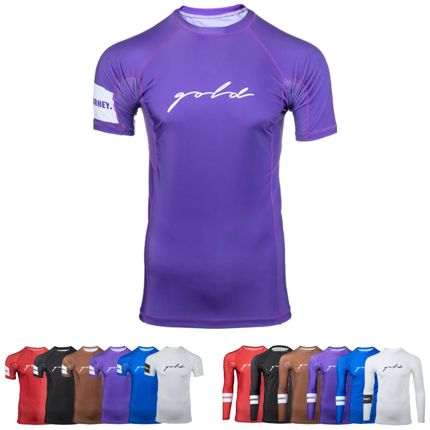 Gold BJJ Foundation Rash Guard - Ranked No-Gi and Gi Jiu Jitsu Rashguard