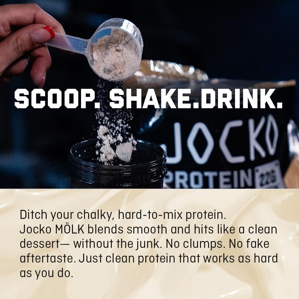 Jocko Fuel Mölk Whey Protein Powder 22g Low Sugar Monk Fruit Blend - Muscle Recovery & Growth, Packaging May Vary (25 Servings, Chocolate Peanut Butter)