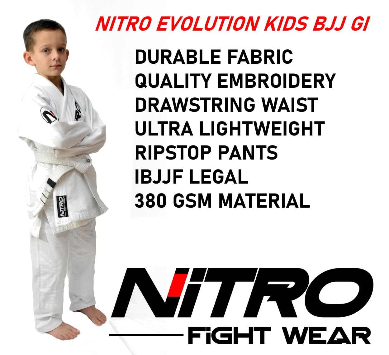 Kids Evolution Brazilian Jiu Jitsu Gi | Lightweight | IBJJF Approved Kids BJJ Gi (Belt not included)