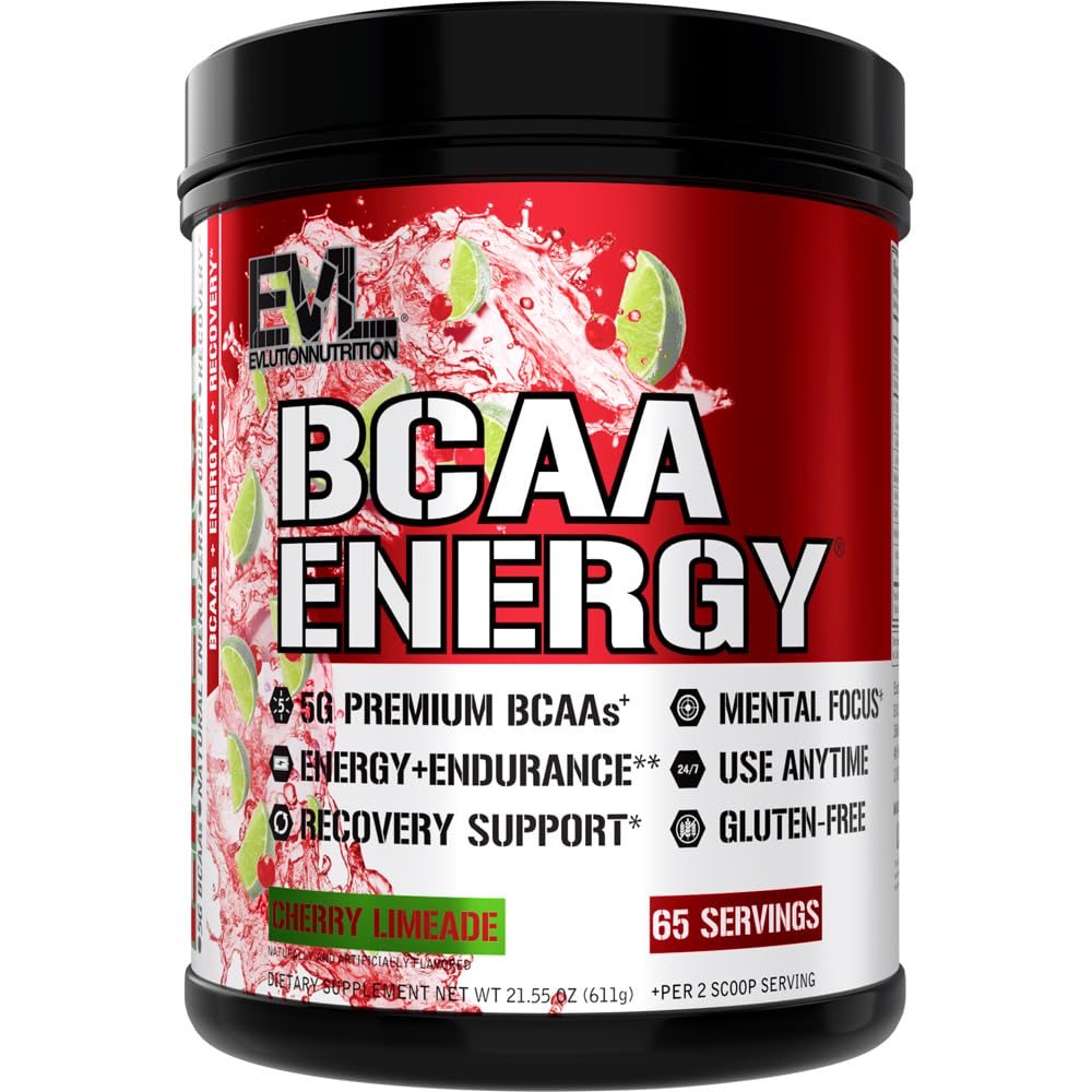 EVL BCAAs Amino Acids Powder - BCAA Energy Pre Workout Powder for Muscle Recovery Lean Growth and Endurance - Rehydrating Post Workout Recovery Drink with Natural Caffeine - Pink Lemonade
