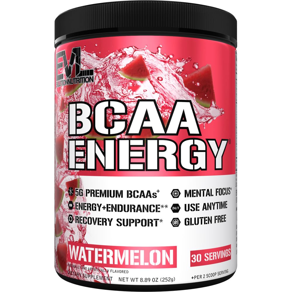 EVL BCAAs Amino Acids Powder - BCAA Energy Pre Workout Powder for Muscle Recovery Lean Growth and Endurance - Rehydrating Post Workout Recovery Drink with Natural Caffeine - Pink Lemonade