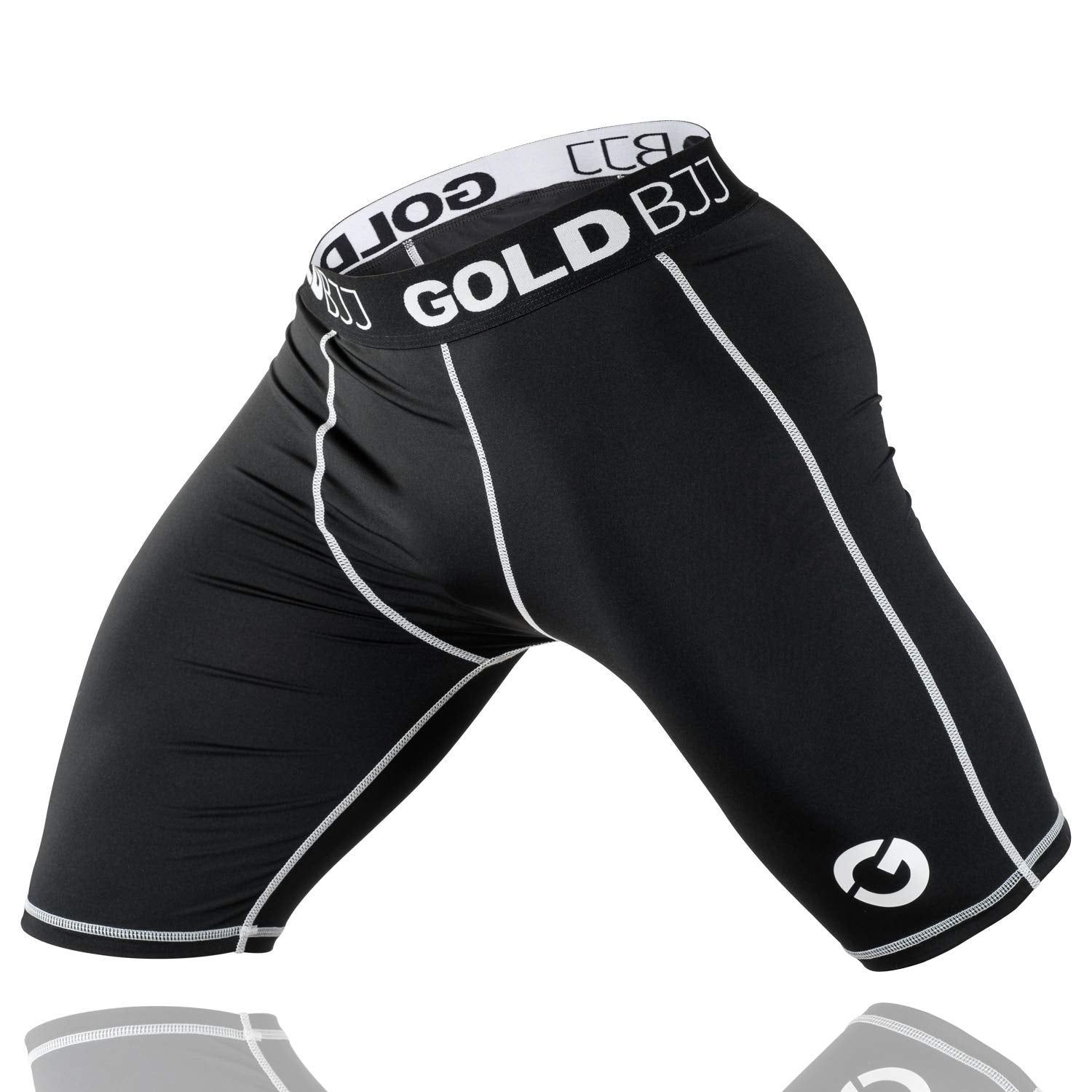 Gold BJJ Jiu Jitsu Compression Shorts - Base Layer for Gi and No-Gi Grappling - Martial Arts Short