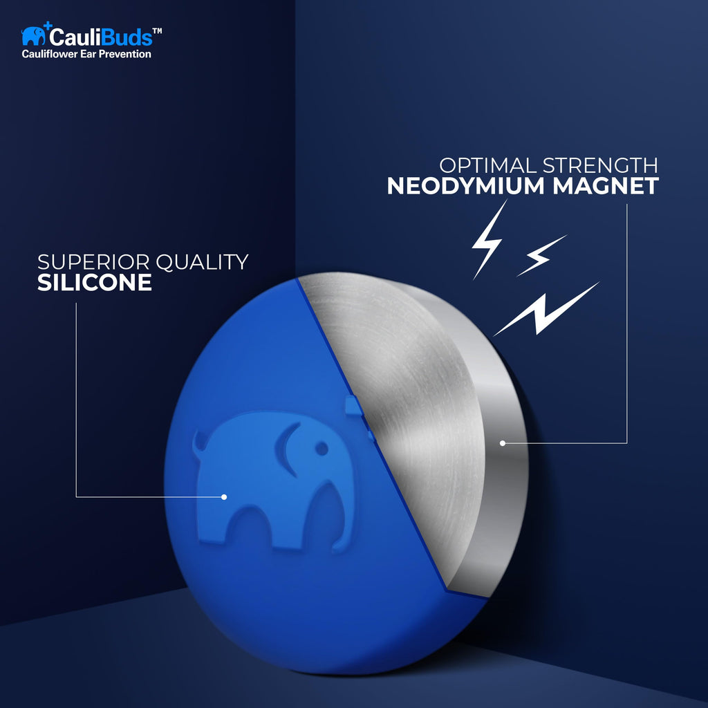 CauliBuds™ Cauliflower Ear Magnets - Premium Silicone Magnet Compression Kit for Cauliflower Ear Prevention & Treatment in BJJ, Wrestling, MMA, & Rugby - Minimize Ear Draining (Black)