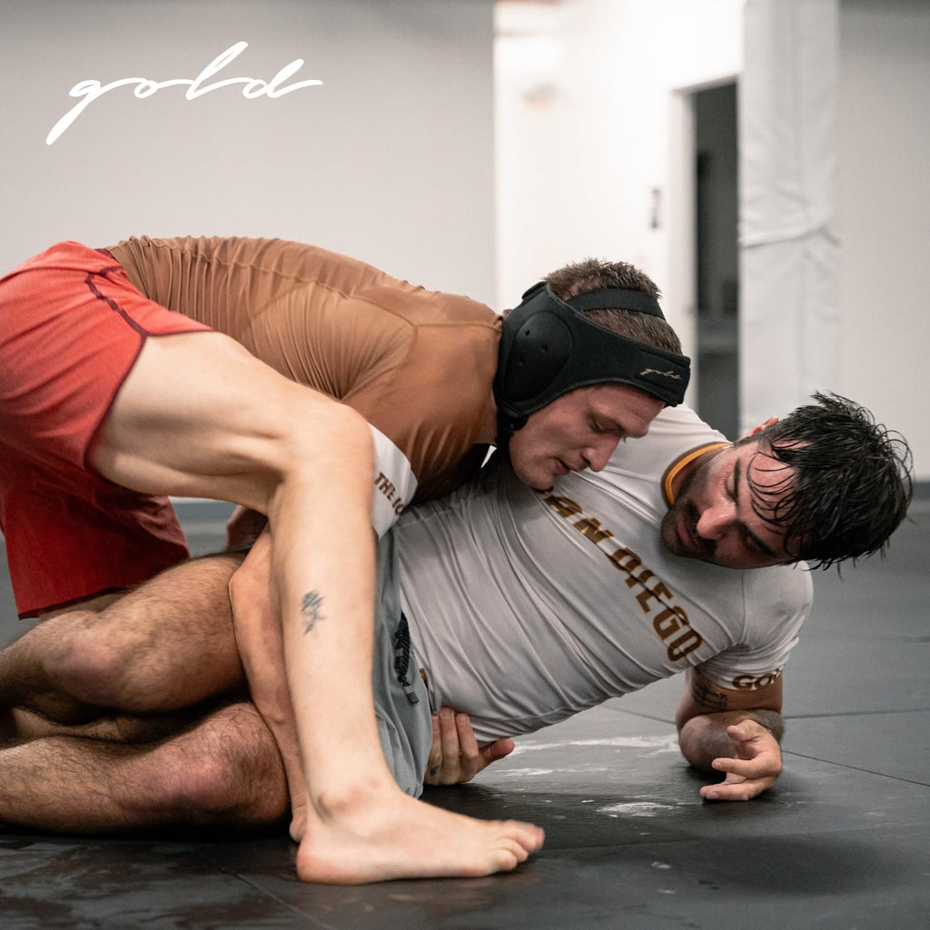 Gold BJJ Headgear for Jiu Jitsu, Wrestling, and MMA
