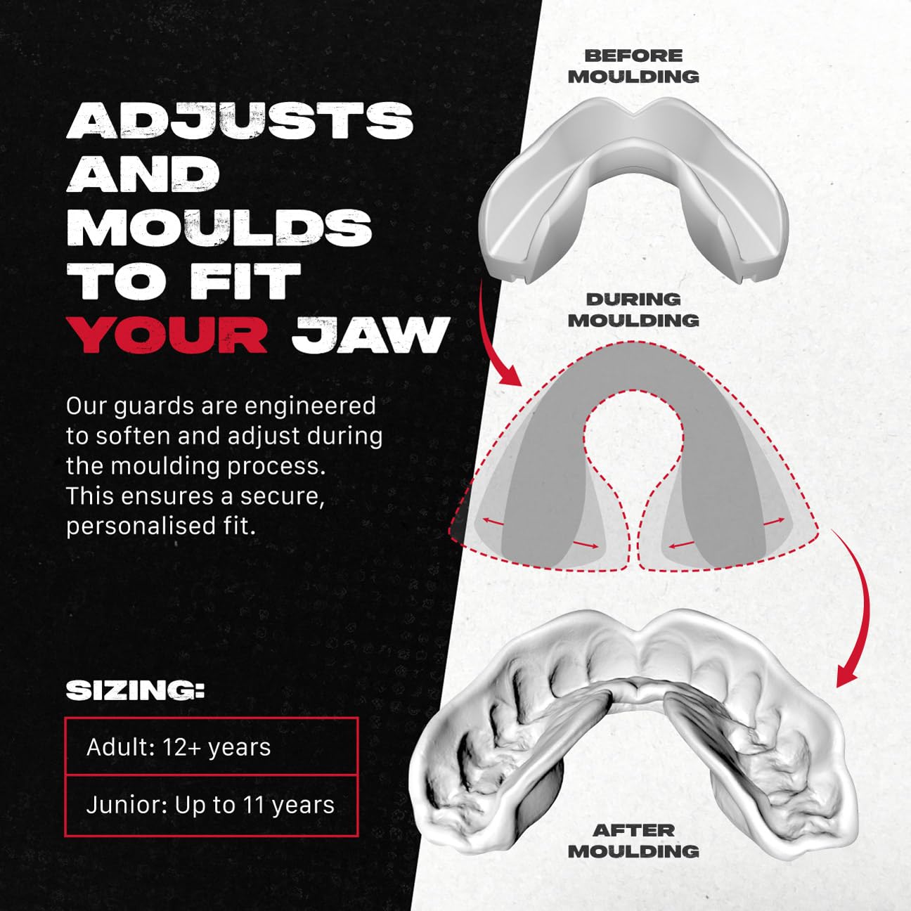 SafeJawz Sports Mouthguard, Dual Layer Premium Mouth Guard with Case for Basketball, Lacrosse, Football, Martial Arts, Hockey, Wrestling, Ice Hockey and All Contact Sports